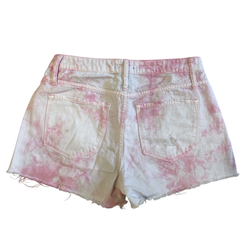Pink and White high rise Acid Wash Cut-Off Jean Shorts,Distressed Size 9 - Picture 2 of 6